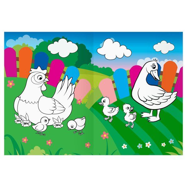 Раскраска с цв. фоном А4 ТРИ СОВЫ "Мамы и малыши" 16 стр. RE-PцА4_57750