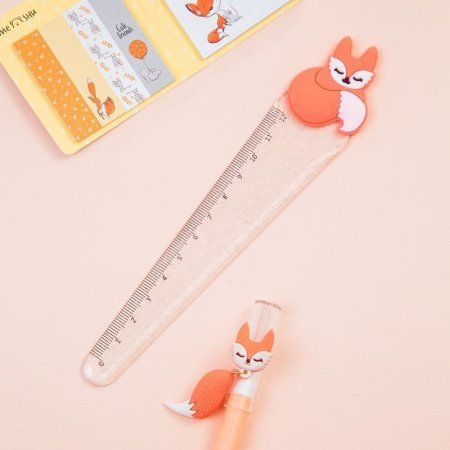 Линейка с топпером 12 см MESHU "Fox" пластиковая, прозрачная, европодвес RE-MS_36848