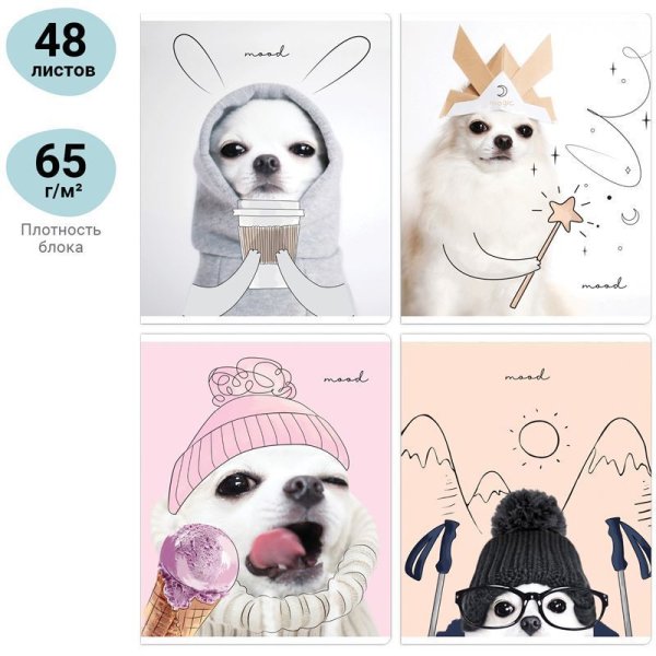 Тетрадь 48л. A5 клетка MESHU "Puppy" глянцевая ламинация RE-MS_43094