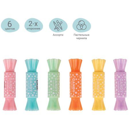 Текстовыделитель двусторонний MESHU "Candy" мини, 2/4 мм, пулевидный/скошенный, ассорти RE-MS_HL50554