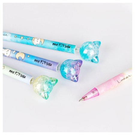 Ручка шариковая автоматическая MESHU "Cute Cats" синяя, 0.7 мм, корпус ассорти, с топпером RE-MS_52358