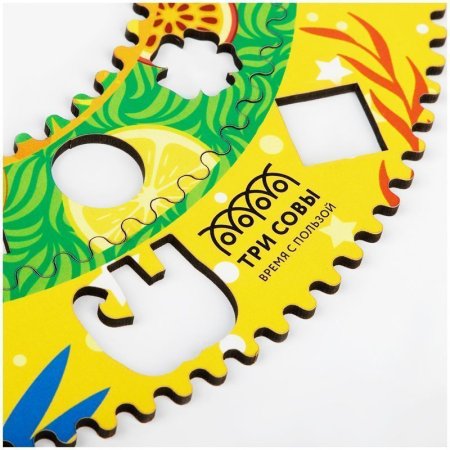 Спирограф для рисования ТРИ СОВЫ "Джунгли" дерево, 2 зубчатых колеса, 5 зубчатых кругов RE-СФ00005