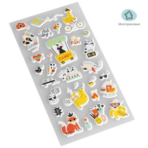 Наклейки объемные MESHU "Summer party", 10*24см, 29 наклеек, инд. уп., европодвес RE-MS_37566