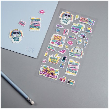 Наклейки объемные MESHU "90's party" 10 x 19 см RE-MS_36925