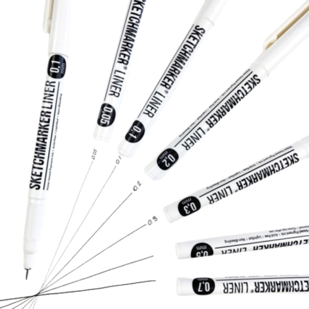 Набор ручек капиллярных (линеров) SKETCHMARKER 6 шт (0.05, 0.1, 0.2, 0.3, 0.5, 0.7 мм) черные MPSML-6SET
