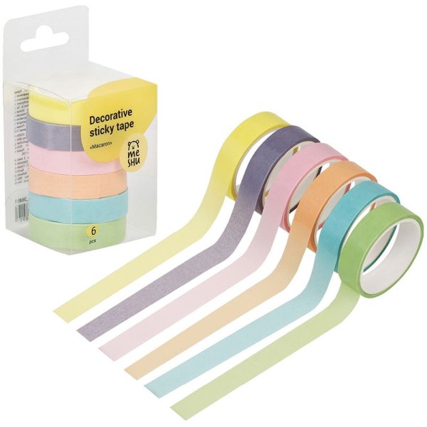 Набор клейких декоративных лент MESHU "Macaron" 6 шт RE-MS_36891