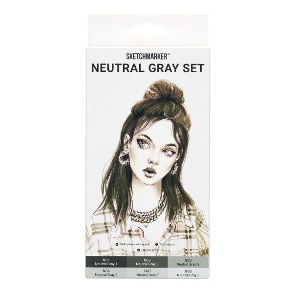 Набор маркеров SKETCHMARKER Neutral Gray 6 шт + коробка MPSM-6NTGR