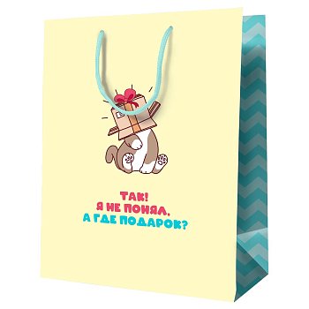 Пакет подарочный 18*23*10см MESHU "А где подарок?", ламинированный RE-MS_52143