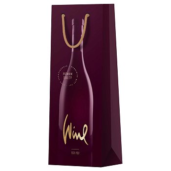 Пакет подарочный 12*36*8,5см MESHU "Bordo", матовое ламинирование, отд.фольгой, под бутылку RE-MS_52051