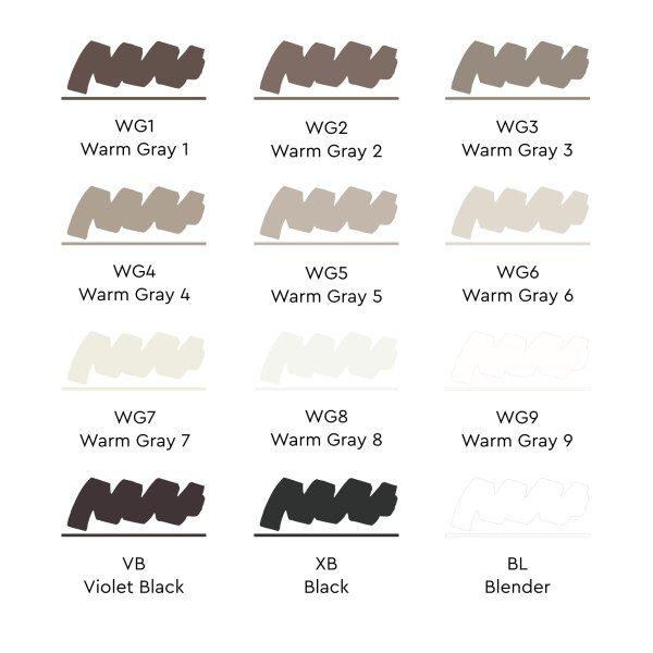 Набор маркеров SKETCHMARKER Warm Grey 12 шт + сумка-органайзер MPSM-12WMGR