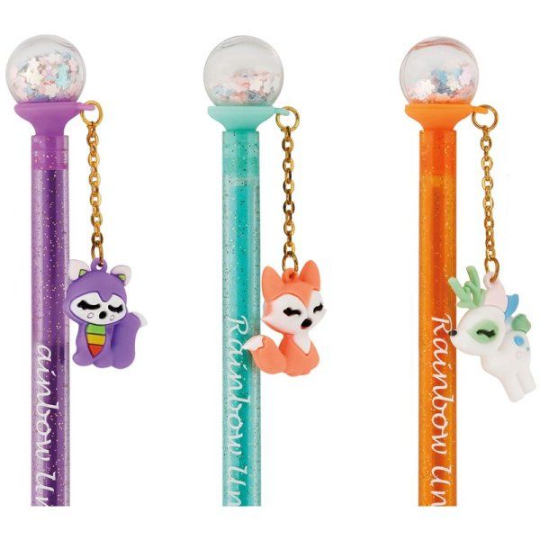 Ручка гелевая стираемая MESHU "Glitter Ball" синяя, 0.5 мм, корпус ассорти, с топпером RE-MS_60959