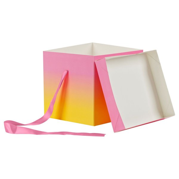 Коробка складная подарочная MESHU "Duotone. Pink-Orange gradient", (15*15*15см), с лентой RE-MS_54168
