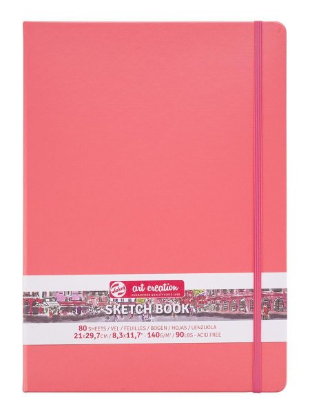 Блокнот для зарисовок ART CREATION 140 г/м2 21 x 29.7 см 80 л, твердая обложка, коралловая MP9314313M