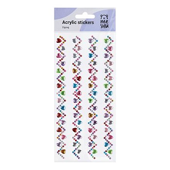 Наклейки акриловые MESHU "Zigzag", 25*10см, стразы, 396 наклеек, инд. уп., европодвес RE-MS_46771