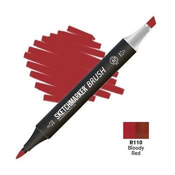 Маркер SKETCHMARKER Brush двухсторонний на спирт.основе R110 Кровавый красный MPSMB-R110
