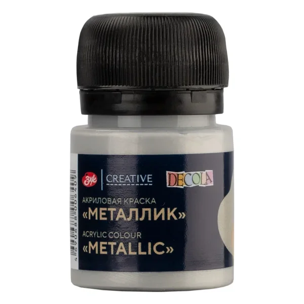 Краска акриловая DECOLA металлик, банка 20 мл, 966 Серебро NP-4926966