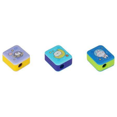 Точилка пластиковая MESHU "Bubble friends" 1 отверстие, ассорти RE-MS_52292