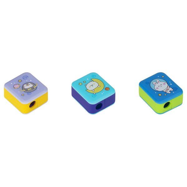 Точилка пластиковая MESHU "Bubble friends" 1 отверстие, ассорти RE-MS_52292