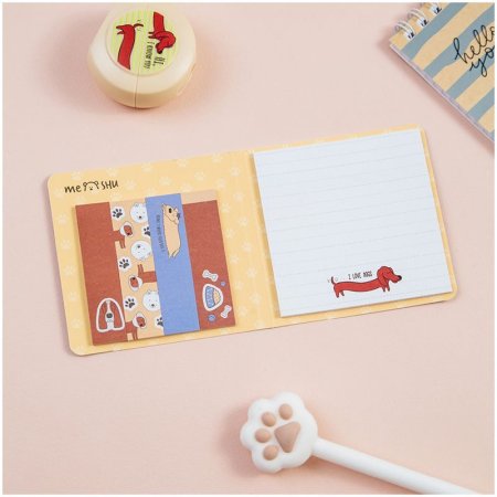 Флажки-закладки и самоклеящиеся блоки в наборе MESHU "Cute dog" 74 x 74 мм, 60 x 15 мм, по 25 л RE-MS_87538