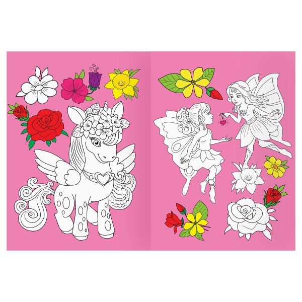 Раскраска с цв. фоном А4 ТРИ СОВЫ "Страна единорожек" 16 стр. RE-PцА4_57762