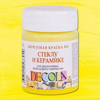 Краска акриловая по стеклу/керамике DECOLA банка 50 мл, 214 Лимонная NP-4028214