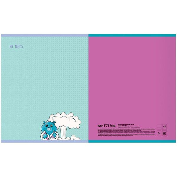 Тетрадь предметная 48л. MESHU "Ученый MISHKA" - Русский язык, матовая ламинация, выборочный УФ-лак, тиснение фольгой RE-MS_47951