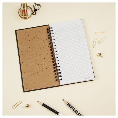 Записная книжка 95 x 175 мм 96л. MESHU "Black cat" на гребне, мат. ламинация, твердая обложка, тиснение фольгой RE-MS_52916