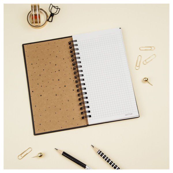 Записная книжка 95 x 175 мм 96л. MESHU "Black cat" на гребне, мат. ламинация, твердая обложка, тиснение фольгой RE-MS_52916