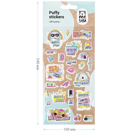 Наклейки объемные MESHU "90's party" 10 x 19 см RE-MS_36925