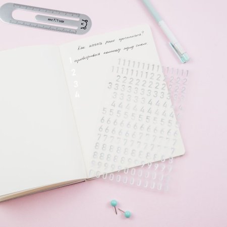 Наклейки ПВХ MESHU "Silver numbers" 10 x 21 см фольга, 170 наклеек RE-MS_43587