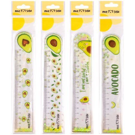 Линейка 15 см MESHU "Avocado" ПВХ с блестками, гибкая, ассорти, европодвес RE-SRav_65523