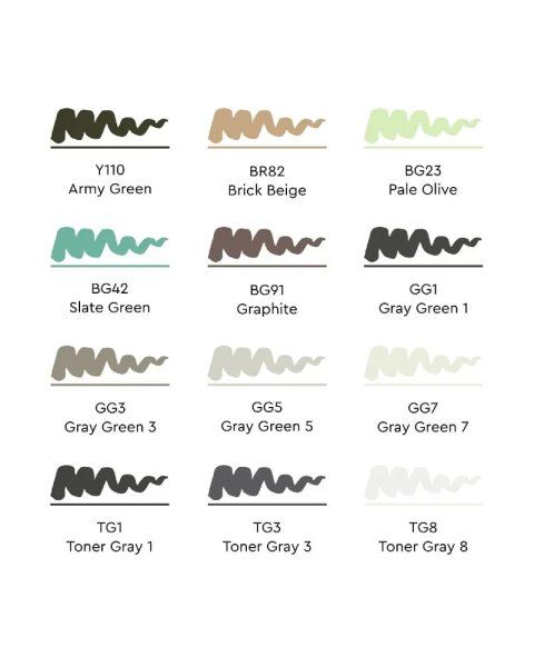 Набор маркеров SKETCHMARKER Brush Warm grey 12 шт MPSMB-12WG