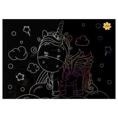 Гравюра с мультицветной основой ТРИ СОВЫ А5 "Милый единорог" RE-GA5_49948