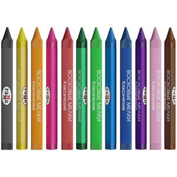 Мелки восковые ГАММА "Классические" 12 цв трехгранные, картон. упаковка, европодвес RE-2131018_01_33