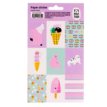 Наклейки бумажные MESHU "Purple mood" 12 x 21 см, 9 накл, европодвес RE-MS_41635