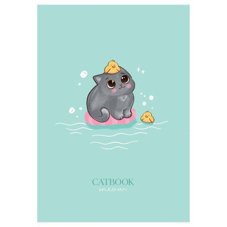 Тетрадь 80л. A5 клетка на гребне MESHU "Cat Book" двойная обложка, матовая ламинация, выб.лак RE-MS_53955