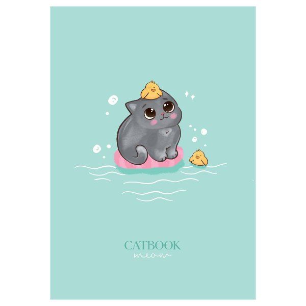 Тетрадь 80л. A5 клетка на гребне MESHU "Cat Book" двойная обложка, матовая ламинация, выб.лак RE-MS_53955