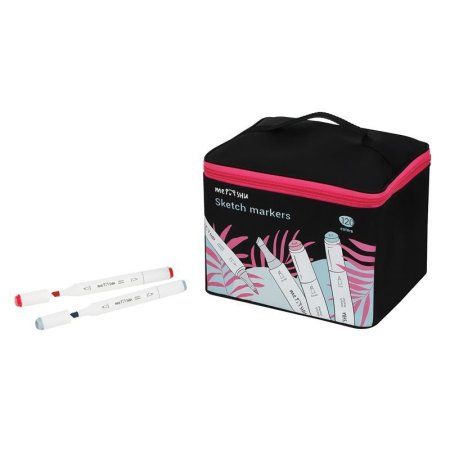 Набор двусторонних маркеров для скетчинга MESHU 120 цв основные цвета, чехол на молнии RE-MS_53462