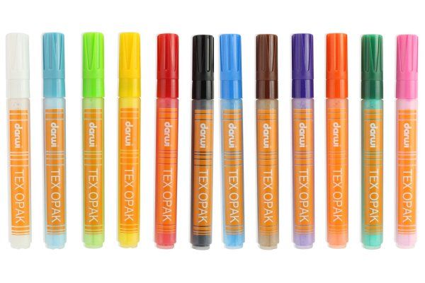 Набор акриловых маркеров по текстилю DARWI Tex Opak 12 x 6 мл RH-DA0160012K01