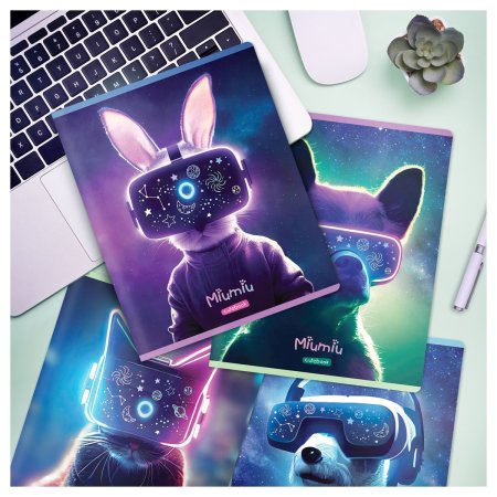 Тетрадь 48л. A5 клетка MESHU "Miumiu" матовая ламинация, тиснение фольгой RE-MS_49766