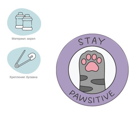 Значок акриловый MESHU "Say Meow" 2.25 x 2.25 см, прямая УФ-печать RE-MS_47438