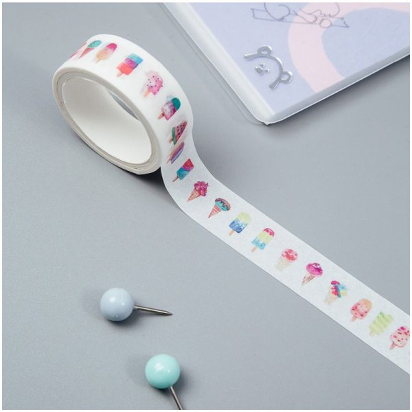 Клейкая лента декоративная MESHU "Ice cream" 1.5 см x 3 м RE-MS_36877