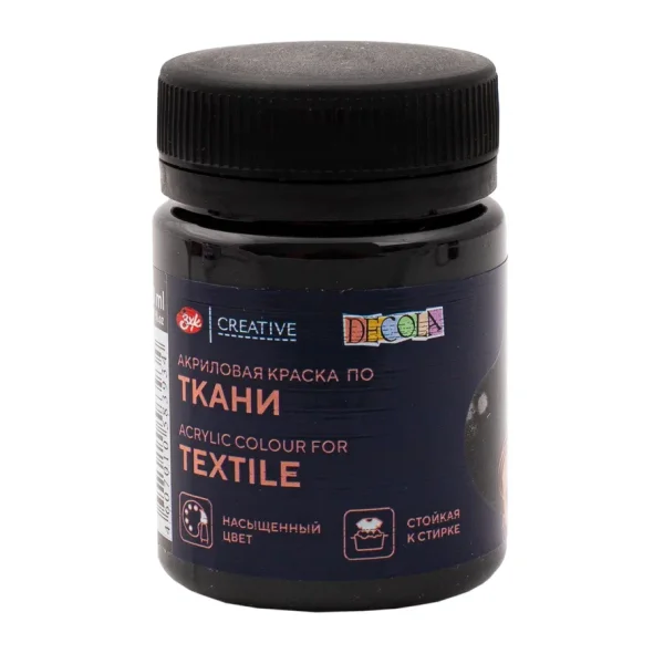 Краска акриловая по ткани DECOLA банка 50 мл, 810 Черная NP-4128810