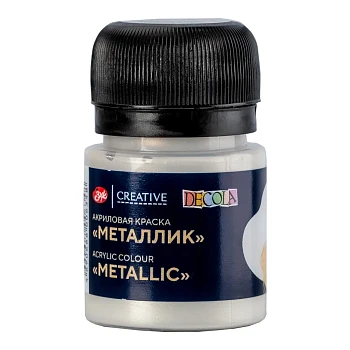 Краска акриловая DECOLA металлик, банка 20 мл, 961 Светлое серебро NP-4926961