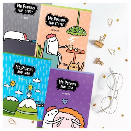 Тетрадь 48л. A5 клетка MESHU "Mr. Pupkins" выб. лак, ТВИН-лак RE-MS_49782