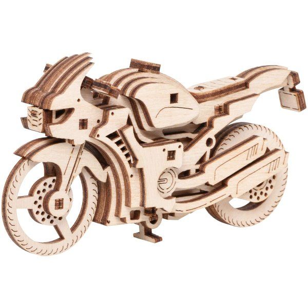 Конструктор деревянный ТРИ СОВЫ "Спортбайк" 11 x 3.5 x 5.5 см, 29 деталей, пакет с еврослотом RE-ДКНС007