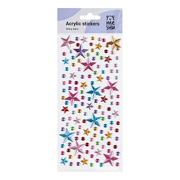 Наклейки акриловые MESHU "Shiny stars", 25*10см, стразы, 137 наклеек, инд. уп., европодвес RE-MS_46775
