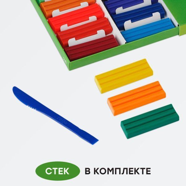 Пластилин ГАММА "Пчелка" 24 цв 360 г восковой мягкий, со стеком, картон. упаковка RE-190820201
