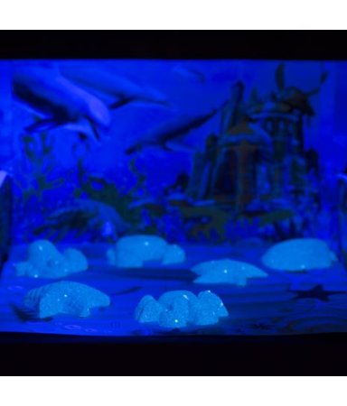 Игровой набор с песком ТМ Космический песок "Морской мир" 3 кг, голубой, зеленый, 11 формочек, песочница AS-KPTMM