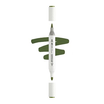 Маркер акриловый двусторонний СОНЕТ перо кисть/пуля 1 шт G778 зелёный травяной тёмный NP-273-G778